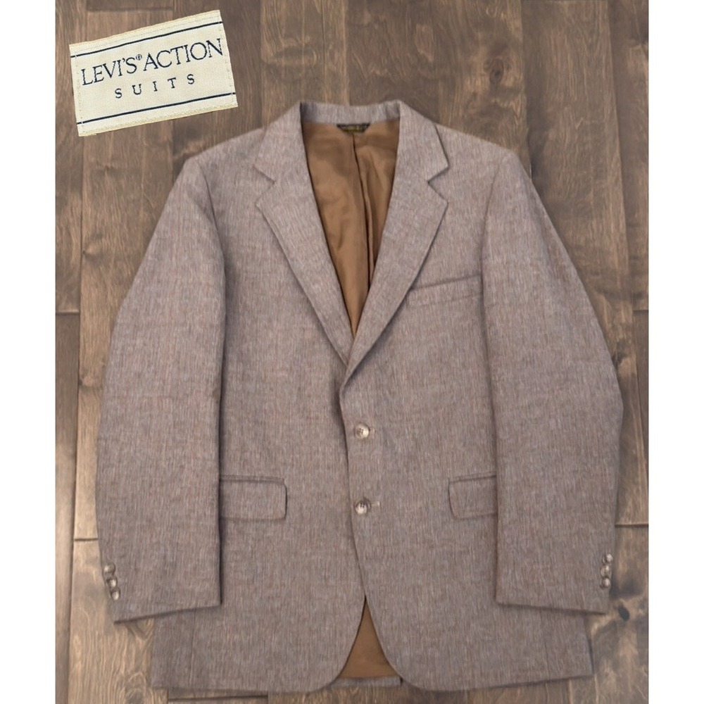 Vintage Levis Action Mens 40R Two Button Plaid Suit Jacket Blazer Made In USA